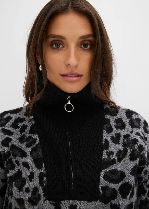 Oversized half-zip-genser, bonprix