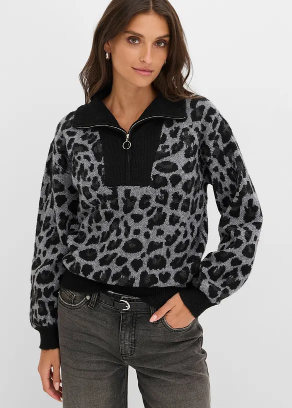 Oversized half-zip-genser, bonprix