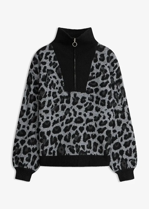 Oversized half-zip-genser, bonprix