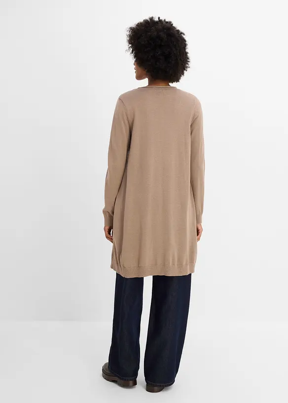 Lang cardigan med rullekanter, bonprix