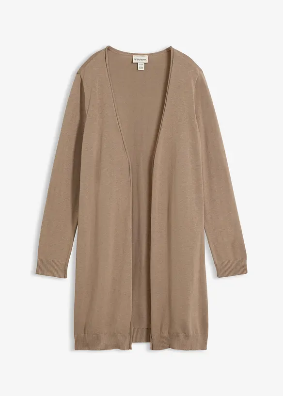 Lang cardigan med rullekanter, bonprix
