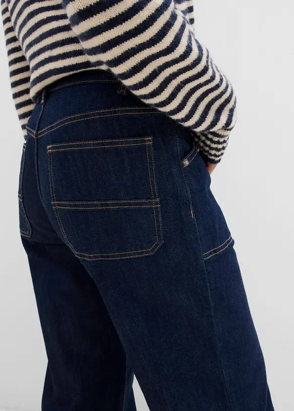 Wide Leg-jeans Mid Waist med p&aring;satte lommer, bonprix