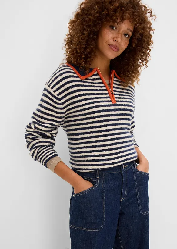 Wide Leg-jeans Mid Waist med p&aring;satte lommer, bonprix