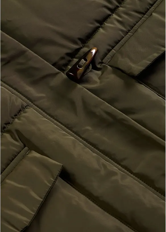 Puffer-jakke med avtagbar fuskepelskrage, bonprix