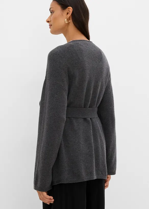 Cardigan med knytebelte, bonprix