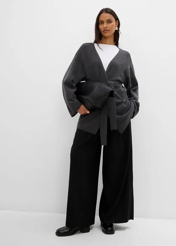 Cardigan med knytebelte, bonprix