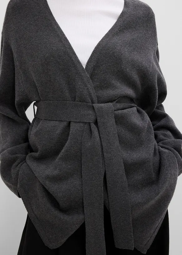 Cardigan med knytebelte, bonprix