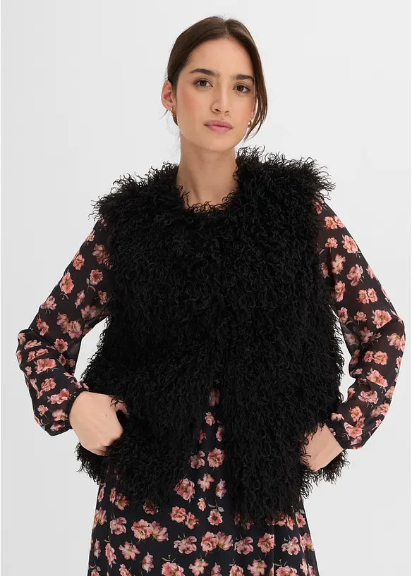 Fuskepelsvest med stikklommer, bonprix