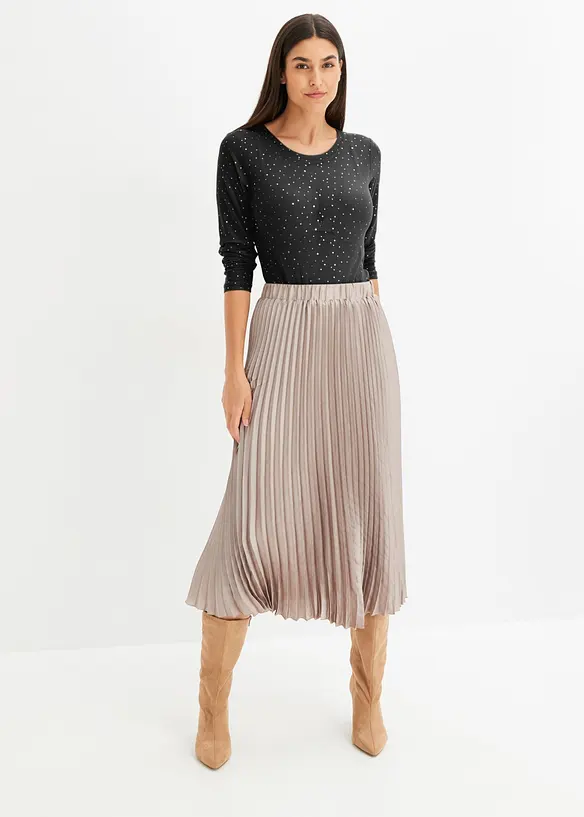 Langermet topp i mesh med glitter, bonprix