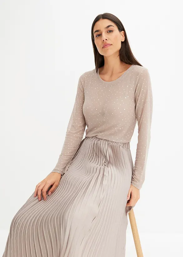 Langermet topp i mesh med glitter, bonprix