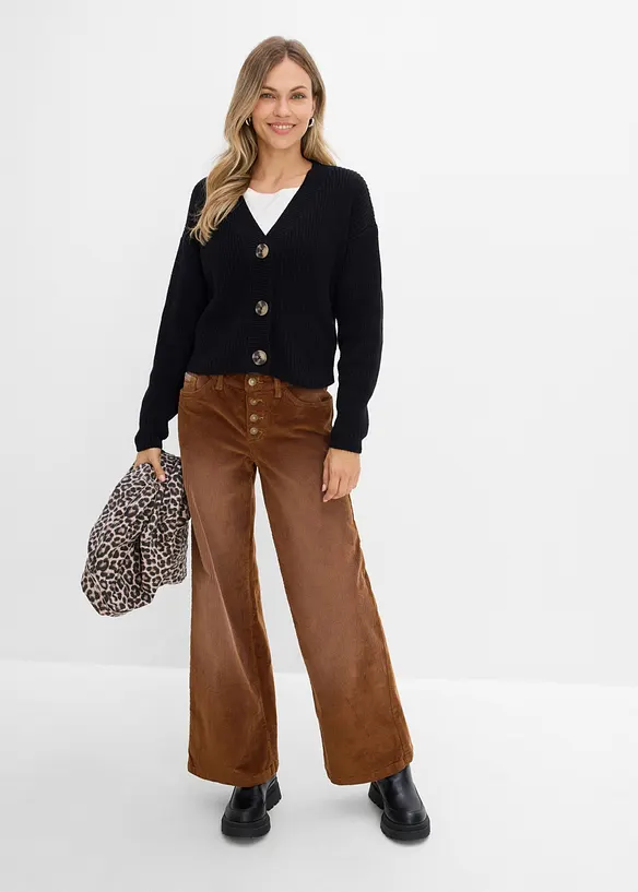 Grovstrikket cardigan i 100% bomull, bonprix