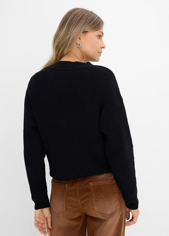 Grovstrikket cardigan i 100% bomull, bonprix