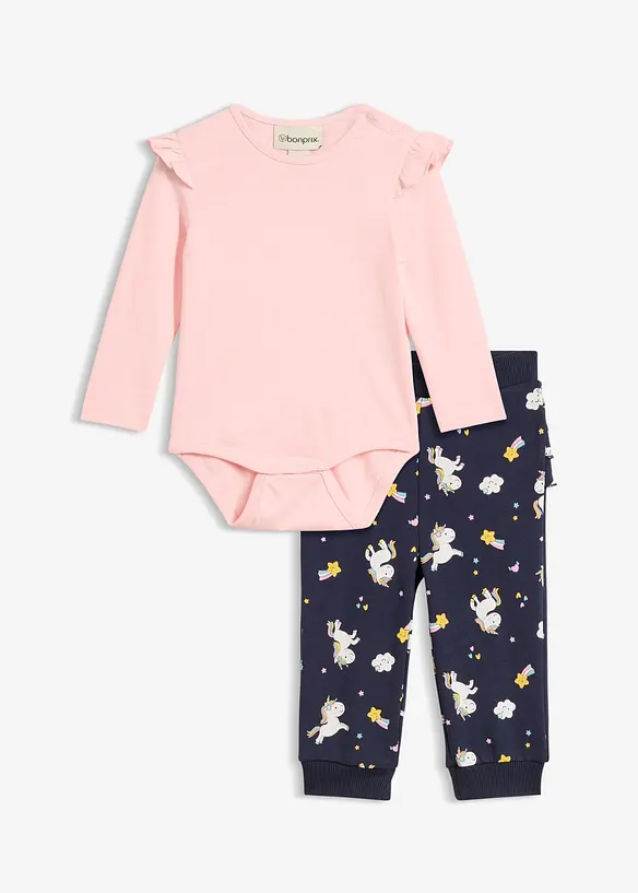 Langermet babybody+sweatbukse &oslash;kologisk bomull (2-delt sett)&nbsp;, bonprix