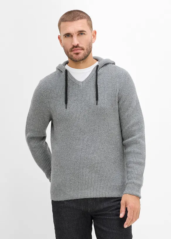 Deilig myk, ribbestrikket hettegenser i regular fit, bonprix