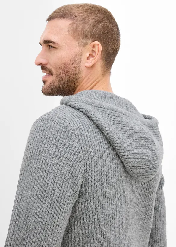 Deilig myk, ribbestrikket hettegenser i regular fit, bonprix