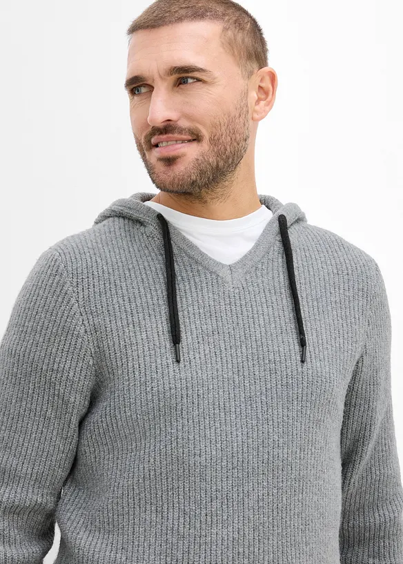 Deilig myk, ribbestrikket hettegenser i regular fit, bonprix