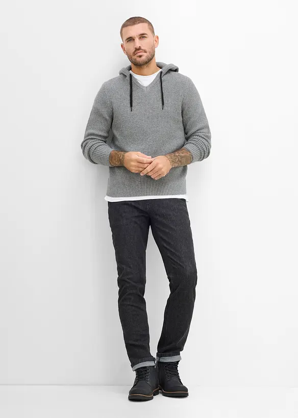 Deilig myk, ribbestrikket hettegenser i regular fit, bonprix
