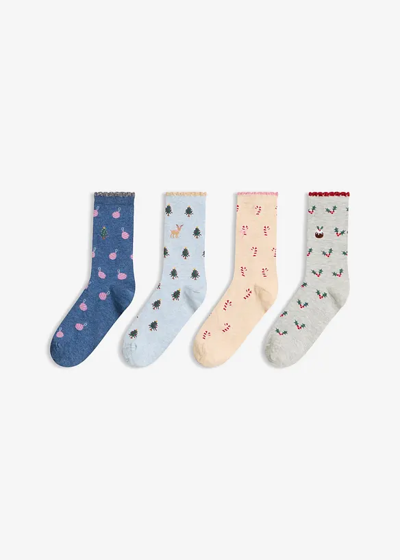 Julesokker med &oslash;kologisk bomull (4-pack), bonprix
