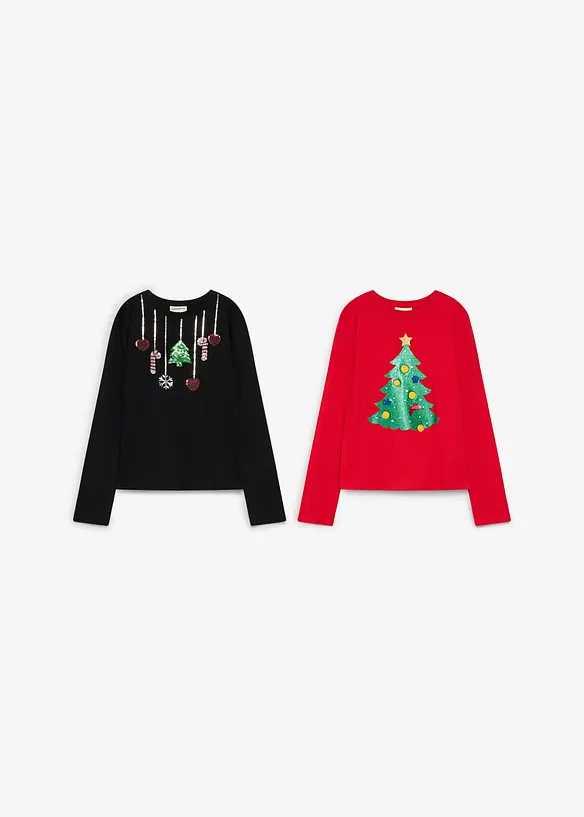Langermet juletopp (2-pack), bonprix