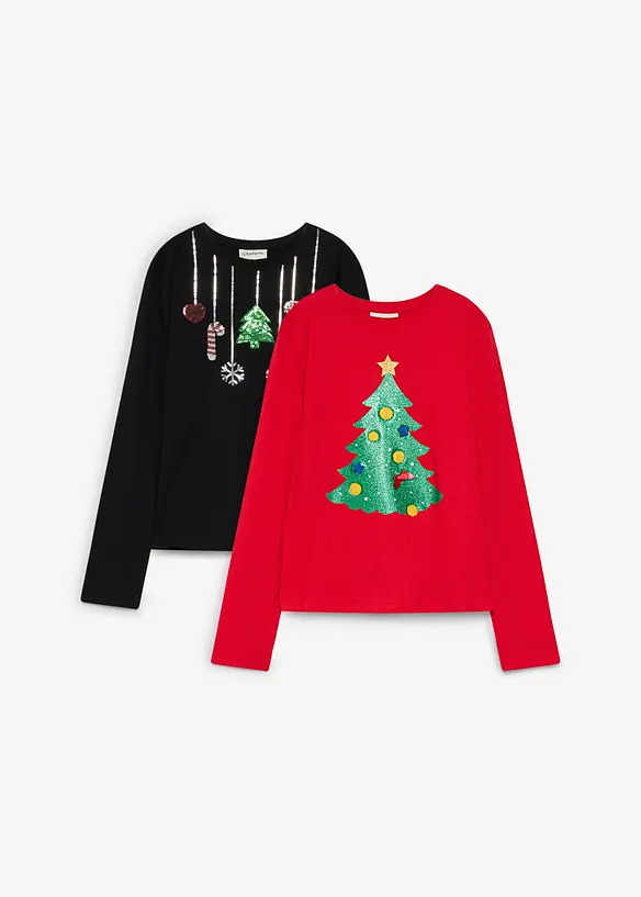 Langermet juletopp (2-pack), bonprix