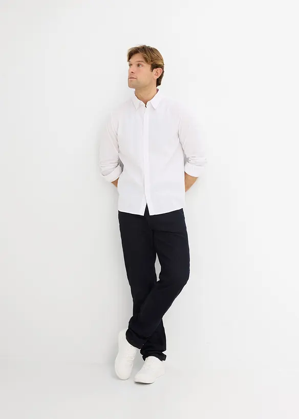 Langermet skjorte i kj&oslash;lende linblanding, Modern fit, bonprix