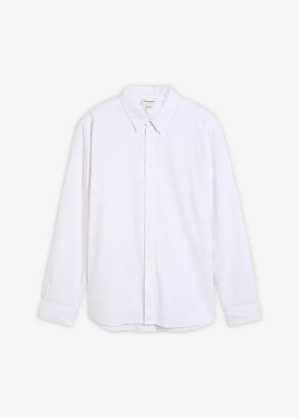 Langermet skjorte i kj&oslash;lende linblanding, Modern fit, bonprix