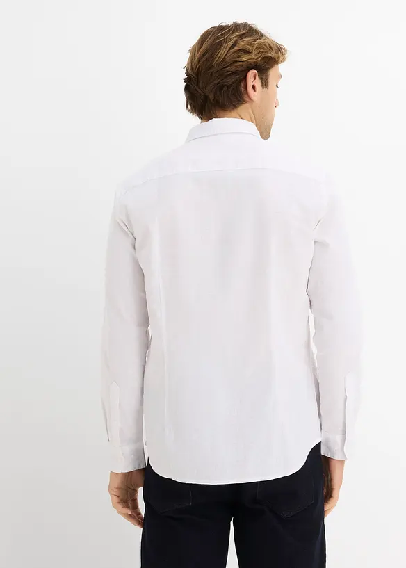 Langermet skjorte i kj&oslash;lende linblanding, Modern fit, bonprix