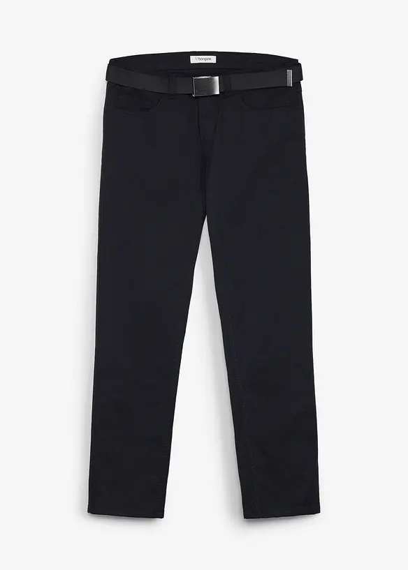 Varmende bukse i regular fit med belte, straight, bonprix