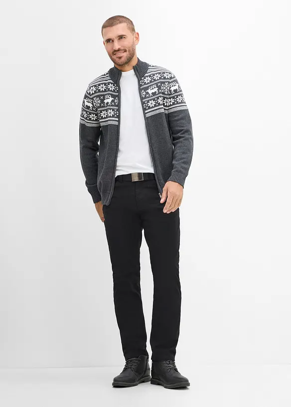 Varmende bukse i regular fit med belte, straight, bonprix