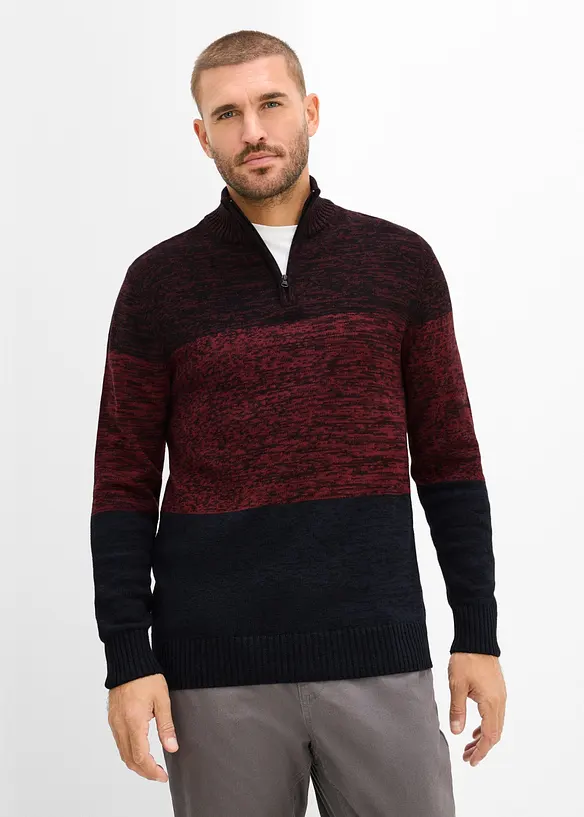Half-zip-genser i myk bomullsmiks, bonprix