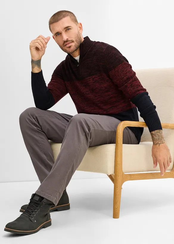 Half-zip-genser i myk bomullsmiks, bonprix