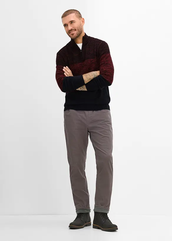 Half-zip-genser i myk bomullsmiks, bonprix