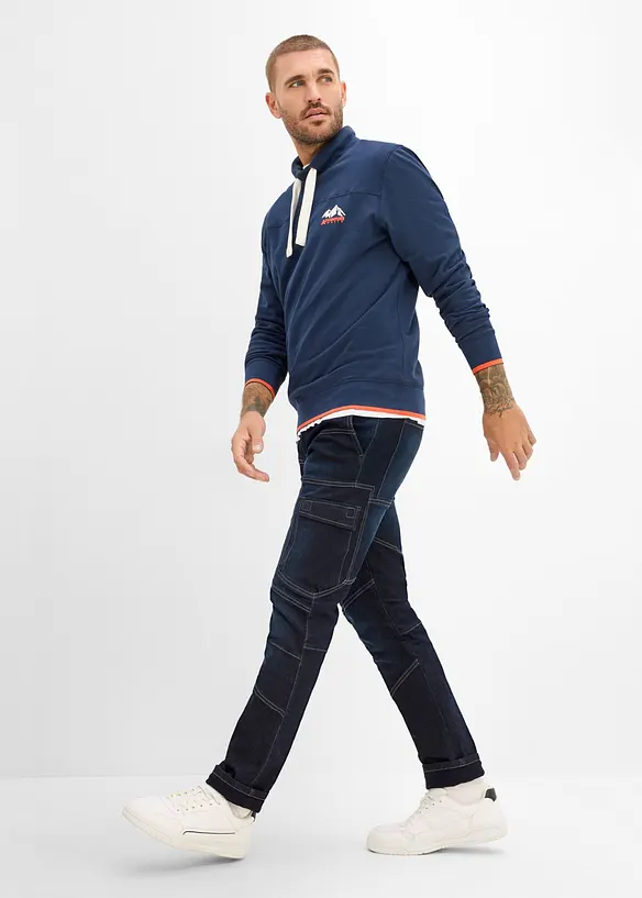 Varme, regular fit cargojeans med regulerbar, elastisk linning, straight, bonprix