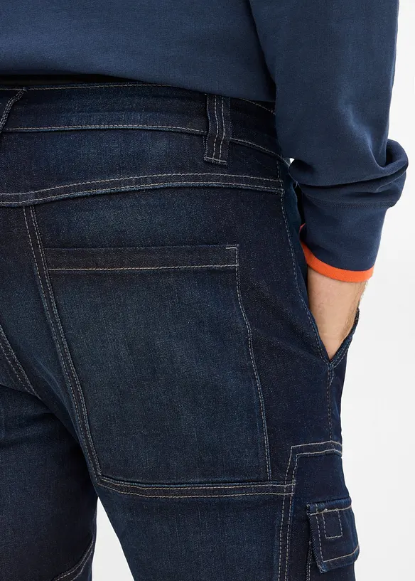 Varme, regular fit cargojeans med regulerbar, elastisk linning, straight, bonprix