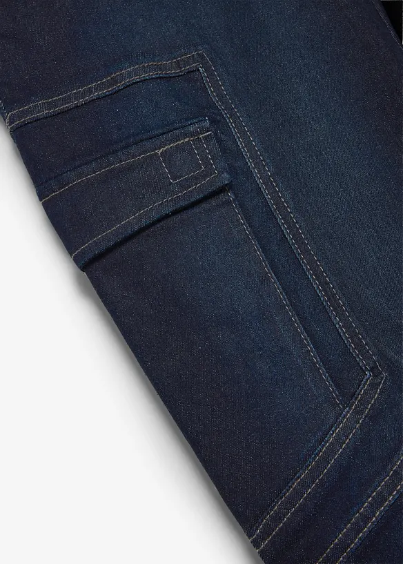 Varme, regular fit cargojeans med regulerbar, elastisk linning, straight, bonprix