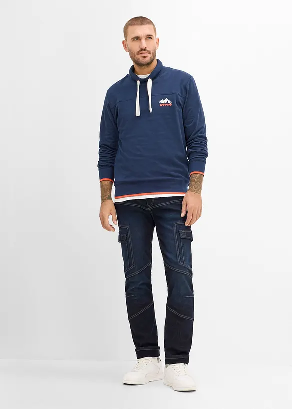 Varme, regular fit cargojeans med regulerbar, elastisk linning, straight, bonprix