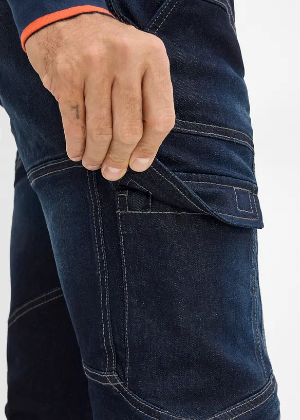 Varme, regular fit cargojeans med regulerbar, elastisk linning, straight, bonprix