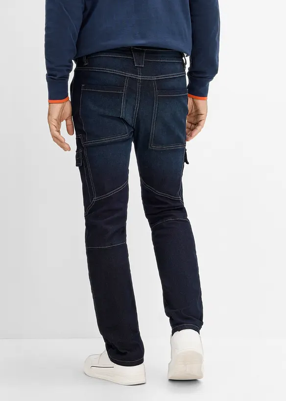 Varme, regular fit cargojeans med regulerbar, elastisk linning, straight, bonprix