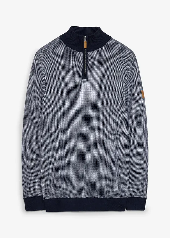 Half-zip-genser i 100% bomull, bonprix