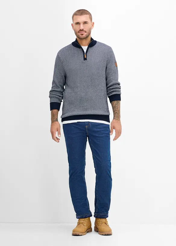 Half-zip-genser i 100% bomull, bonprix