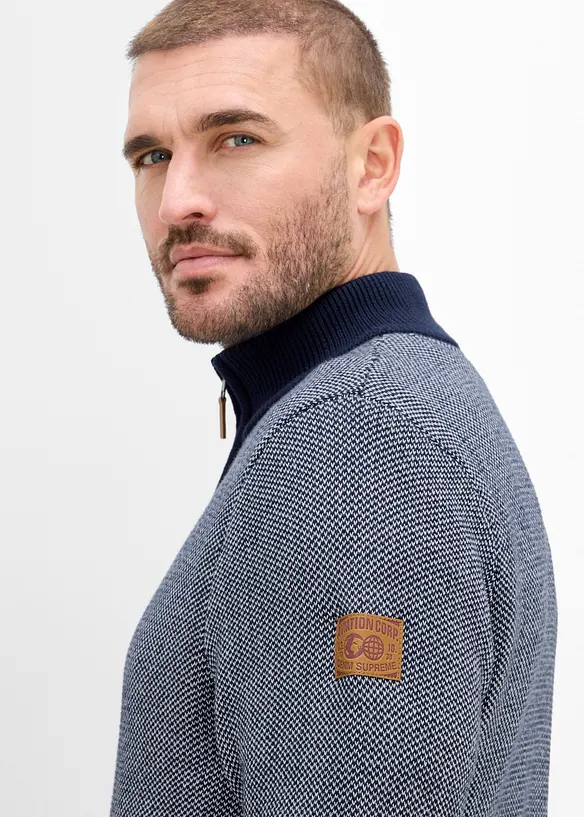 Half-zip-genser i 100% bomull, bonprix