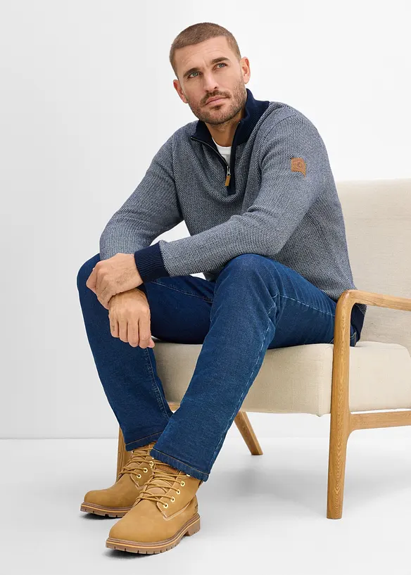 Half-zip-genser i 100% bomull, bonprix