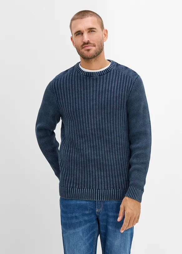 Grovstrikket genser i used stil og 100% bomull, bonprix