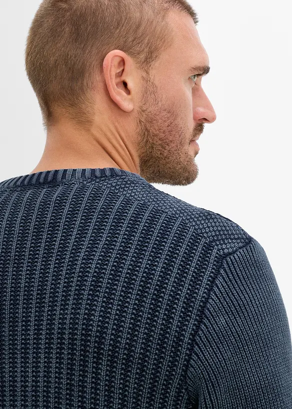 Grovstrikket genser i used stil og 100% bomull, bonprix