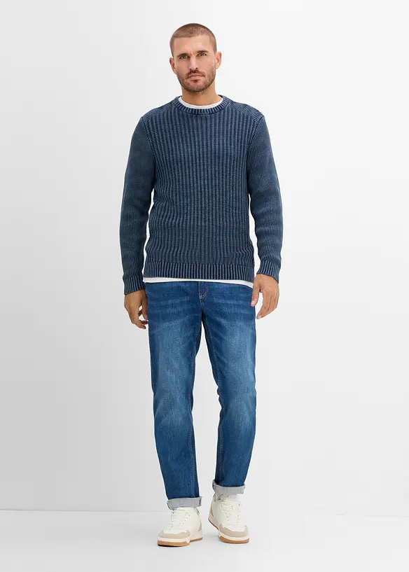 Grovstrikket genser i used stil og 100% bomull, bonprix