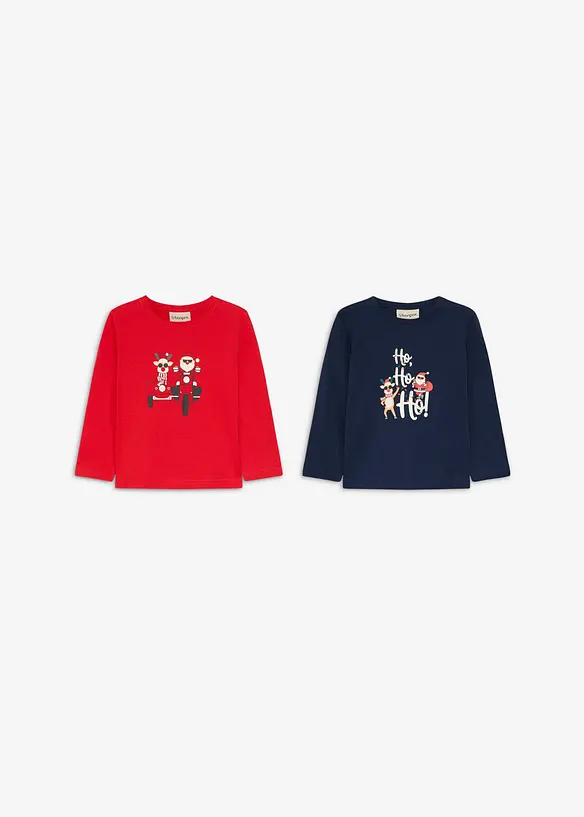 Langermet juletopp i &oslash;kologisk bomull (2-pack), bonprix