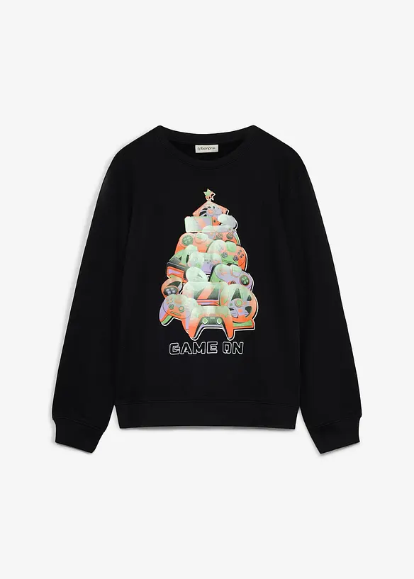 Julelig sweatshirt i myk, &oslash;kologisk bomull, bonprix