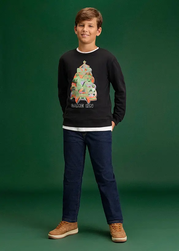 Julelig sweatshirt i myk, &oslash;kologisk bomull, bonprix