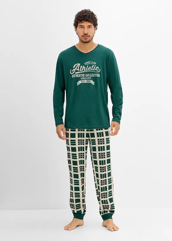 Pyjamas i 100% &oslash;kologisk bomull med lange ermer, bonprix