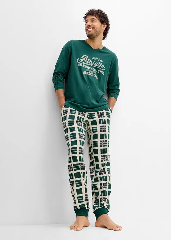 Pyjamas i 100% &oslash;kologisk bomull med lange ermer, bonprix